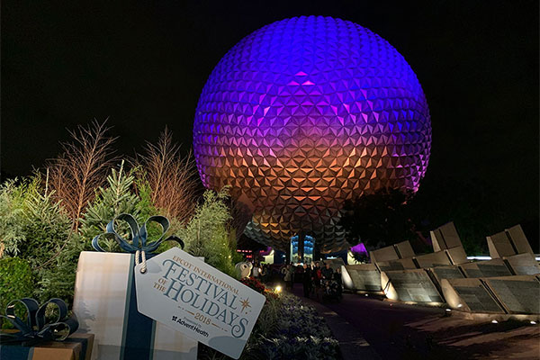 Planet Earth at EPCOT at night