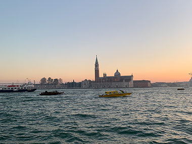 Boats pass island