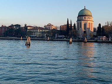 Church on island in the distance