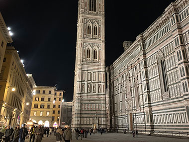 Belltower and Cathedral at night