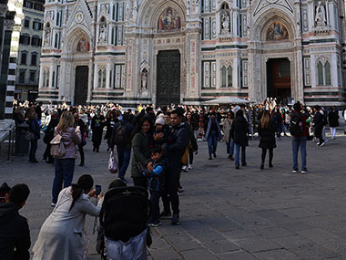 People outside the Cathedral