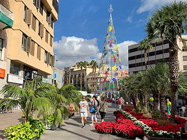 Christmas decorations along street