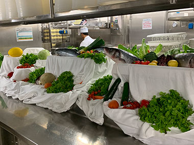 Food presentation in galley - Enchanted Princess