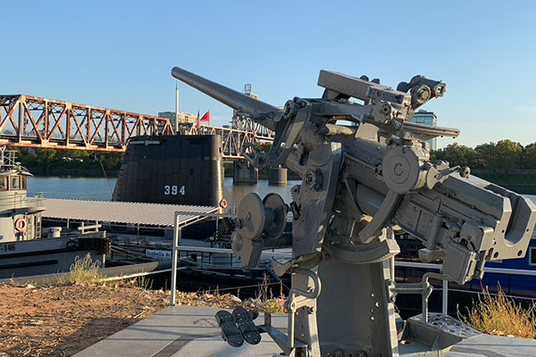 Old army gun at Arkansas Inland Maritime Museum