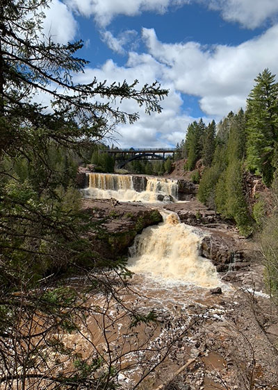 Gooseberry Falls with bridge under it