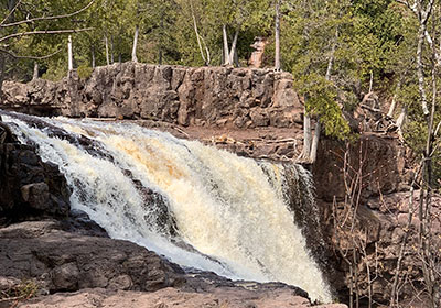 Waterfall in bright sunlight