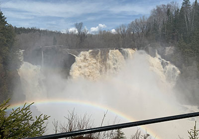 railing in front of Waterfall