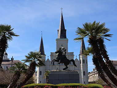 Statue in front of cathedral