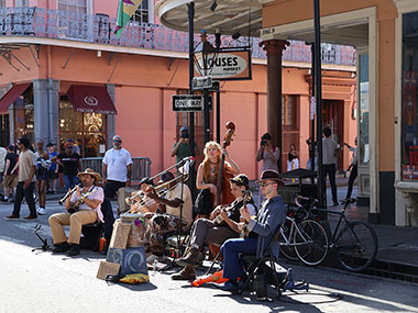 Band playing music in street