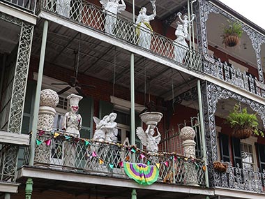 Statues on balcony