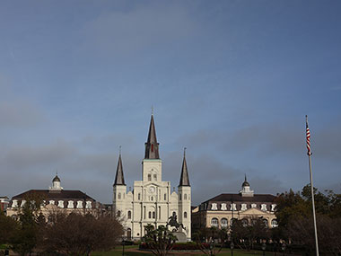 St. Louis Cathedral and Jackson Square in the distance