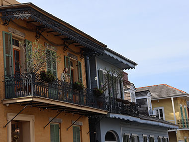 Statue on second story balcony