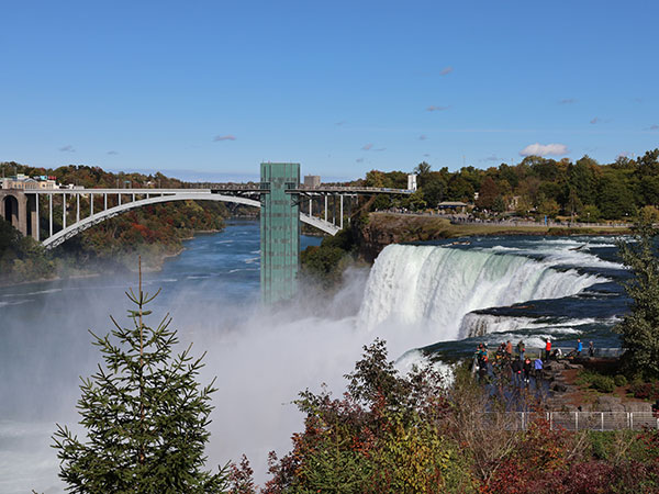 Sun shines on waterfall