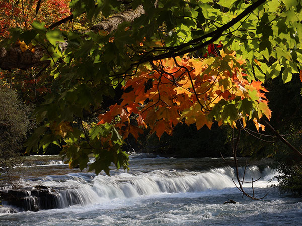 Close up of water flowing on Niagara River on American side