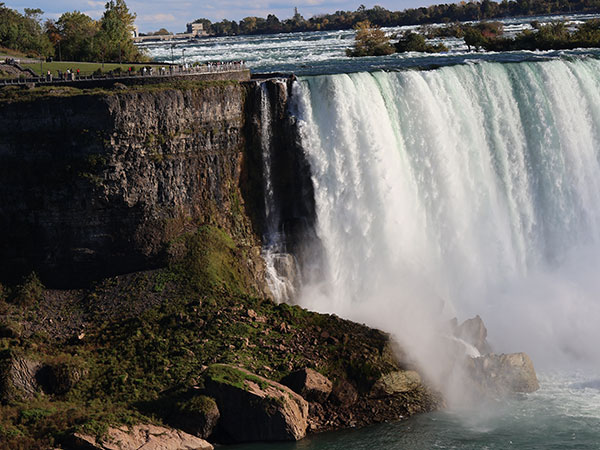 Niagara Falls as viewed from Canadian side with people on American side