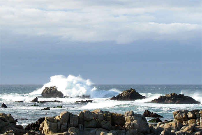 Waves crashing on rocks on Seventeen Mile Drive