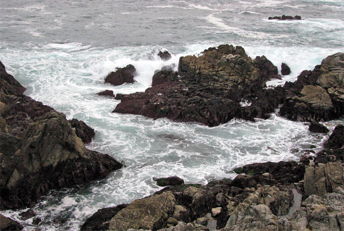 Looking down on water on Seventeen Mile Drive