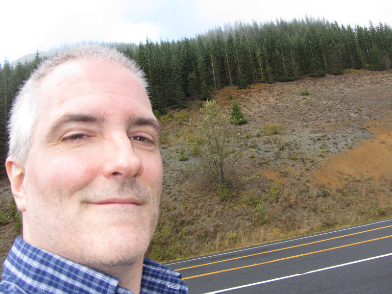 Pat at rest stop on way to Mount St. Helens