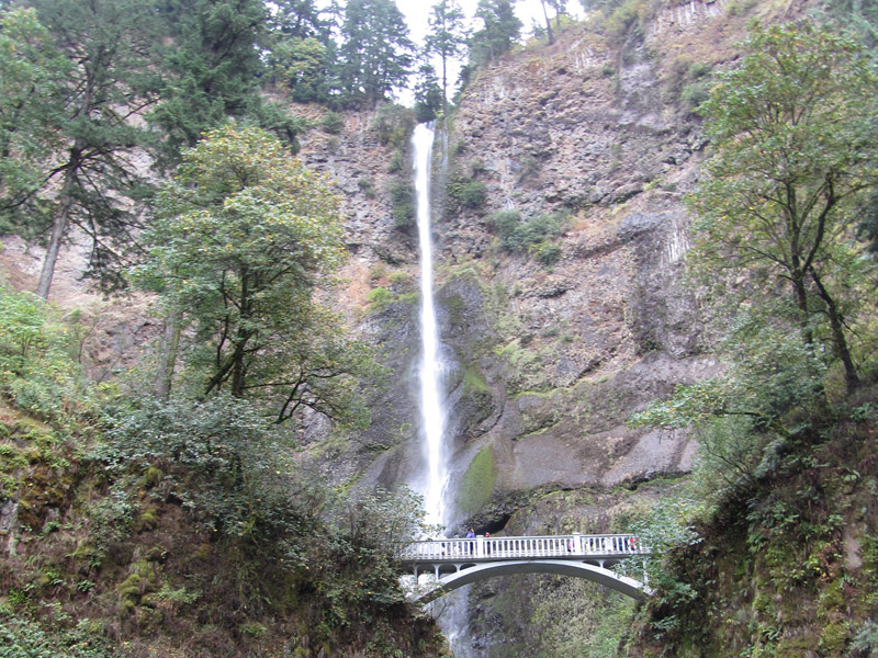 View of bridge in front of Multnomah Falls