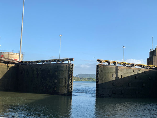 Panama Canal locks opening