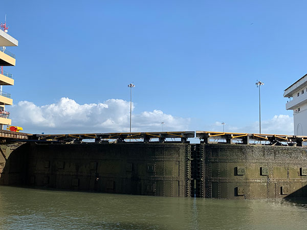 Entrance to Panama Canal lock closed