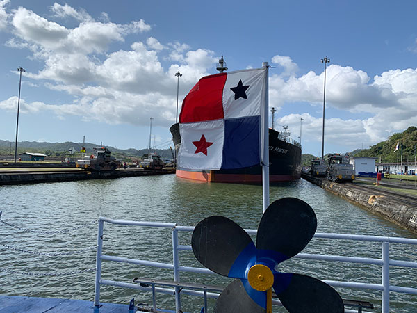Flag on back of boat