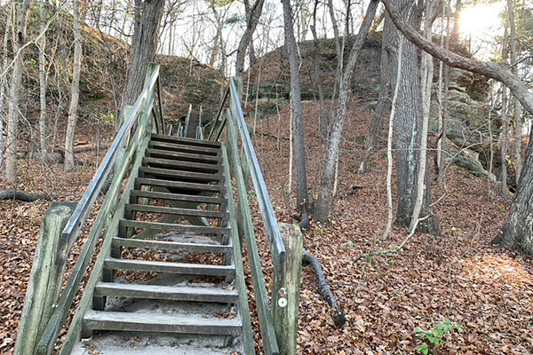 Stairs leading up from river