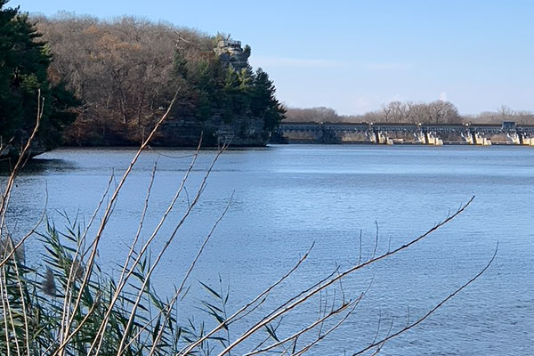 River with dam in background