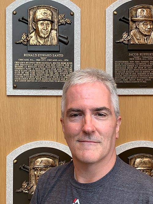 Pat at the Ron Santo Plaque