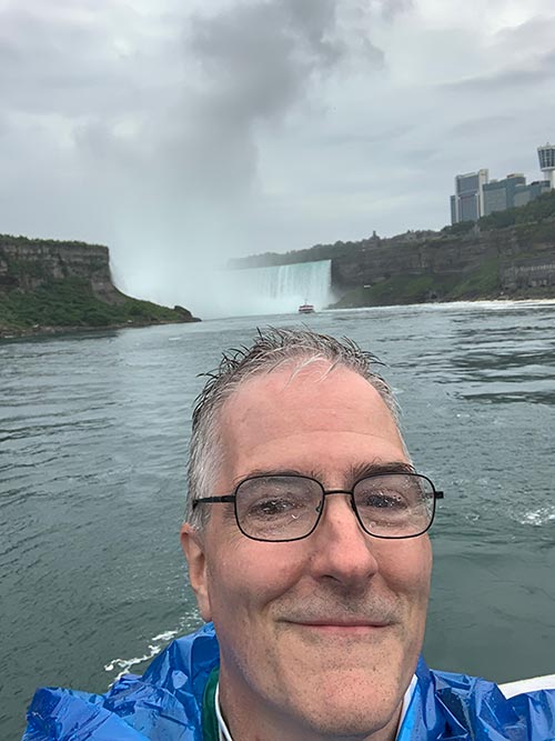 Pat with water on glasses