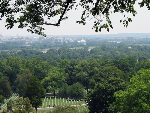 View of Arlington National Cemetery with city in background